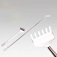 shlutesoy 2Pcs Telescopic Stainless Steel Back Scratcher Self Massager with Pocket Clip Back Scratcher