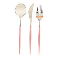 Disposable Plastic Utensils | Plastic Cutlery Set for Parties |20cm Plastic Cutlery Spoon Gold-Plated Silver-Plated Black Three-Piece Disposable Tableware - 5 Sets,5 Spoons 5 Knives 5 Forks (C)