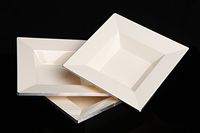 Home Value 12oz Elegant Square Plastic Bowl, Ivory and Silver, 120 Count