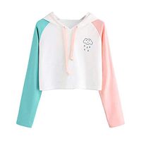 FRC0LT Hoodies, Womens Kawaii Clouds Printing Long Sleeve Casual Sweatshirt Pullover (XL, White 1)