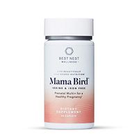 Mama Bird Prenatal Multi+, No Iodine & Iron, Methylfolate (Folic Acid), Methylcobalamin (B12), Natural Whole Food Organic Herbal Blend, Vegan, Once Daily, Immune Support, 30 Ct, Best Nest Wellness