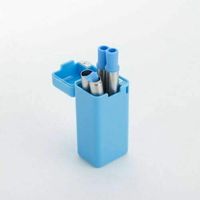 vivaBKK Portable Eco-Friendly Soft Tip Reusable Foldable Stainless Steel Straws with Keychain Case Holder (Blue)