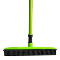 ECYC Long Handle Push Broom Rubber Bristles Squeegee Edge Handbroom Pet Carpet Cleaner, Green
