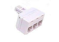 Modular 3-Way Line Wall Splitter Adapter RJ11 Ivory Phone Three Way Triplex Divider RJ-11 Plug Jack Cord Splitter Audio Data Signal Cable Triple Connector Outlet Snap-In Component