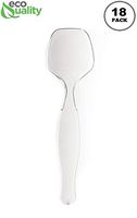 18 Pack | Plastic Disposable Clear Serving Spoons | Heavy Duty | Large 8.5 in. Serving Utensils | Ideal for Soups, Salads, Buffets, Catering, Restaurants, Parties and Weddings