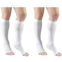 Truform Compression 20-30 mmHg Knee High Open Toe Stockings White, Large, 2 Count