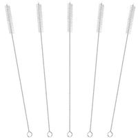 GFDesign Drinking Straw Cleaning Brushes Set 10" Extra Long 10mm Extra Wide Pipe Tube Cleaner Nylon Bristles Stainless Steel Handle - 10" x 3/8" (10mm) - Set of 5