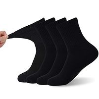 Non- Binding Diabetic Care Socks, FOOTPLUS Cushioned Wide Ultra Soft Winter Warm Dress Socks for Pregnancy, Smooth Toe Anti Blister Circulatory Socks, 4 Pairs Black Quarter, L/XL
