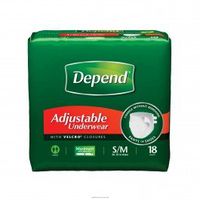Depend Adjustable Underwear, Maximum Absorbency-Size Small / Medium Waist / Hip 28" - 40" Weight 115 - 190 lb - Pack of 18