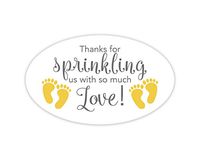 Oval Baby Shower Stickers, Thanks for Showering us, Girl Boy and Gender Neutral Shower Stickers (#681-2-YL-OV)