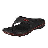 Yomiafy Men's Summer Flip Flops Comfortable Anti-Slip Sandals Home Beach Casual Slippers(Black,US:8)