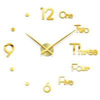 heavKin Creative DIY Wall Clock 3D Mirror Surface Wall Sticker Clock Home Office Decor (Gold, 70~120cm)