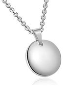 SunnyHouse Jewelry Unisex Shining Pure Titanium Magnetic Therapy Round Tag Pendant Necklace Anti-Fatigue, Pain Relief
