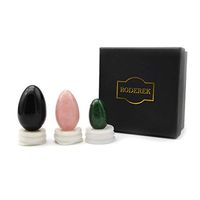 Yoni Eggs for Women, 3-Sets Natural Jade Drilled Massage Stone for Kegel Exercise，Multiple Sizes and Material Jade Eggs of Black Obsidian, Rose Quartz and Green Aventurine