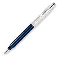 Cross Century II Sterling Silver/Translucent Blue Lacquer Ball-Point Pen with Silver Plated Appointments