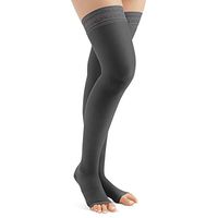 Thigh High Compression Stockings, Moderate (15-20 mmHg), Open Toe - Made in USA, Black, Medium - Made in The USA