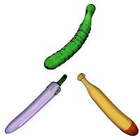 Glass Massager Fruit Wand Vegetable 5 Handheld Shapes Medical Grade Massage Tool as A Beginner Gift Toy for Partner Joy (F)