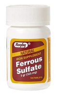 RUGBY Ferrous SULF FC 325MG/5GM TAB Ferrous SULFATE-325 MG Red 100 Tablets UPC 005361009013