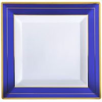 Fineline Cobalt Blue w/Gold Trim Plastic Plates 7.25-inch -7.25"