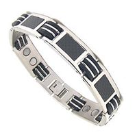 Men's Stainless Steel Fiber Optical Magnetic Golf Bracelet N 7.5"