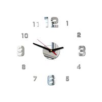 MG554zy0 3D Acrylic Mirror Effect Wall Clock DIY Sticker Mural Decal Home Bedroom Decor 3D Acrylic Mirror Effect Wall Clock DIY Sticker Mural Silver