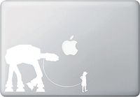 Boy Walking Robot - Macbook or Laptop Decal (7.75"w x 4.5"h) (WHITE)