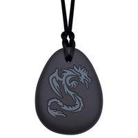 Munchables Sensory Chew Necklace Dragon for Boys Chewelry (Gray/Black)