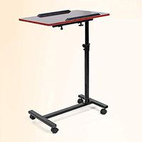 JOEPET Overbed Table with Castors, Adjustable Multi-Purpose Portable Computer Movable Desk with Wheels, Medical Over Bed Tray Table, Fully Adjustable Bed and Chair Table,A