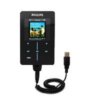 Gomadic USB Charging Data Coiled Cable Designed for The Philips GoGear HDD1630/17 Will Charge and Data sync with one Unique TipExchange Enabled Cable