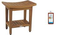 AquaTeak Patented 18" Maluku Teak Shower Bench with Shelf & AquaTeak Premium Teak Oil
