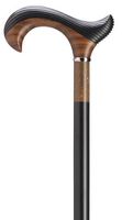 Styrated Hand Carved Derby Handle Walnut and Black Walking Cane