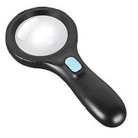 Loupe 3X 8X Handheld Illumination Magnifier with LED Light HD Lens for Book Reading Jewelry Identification Watch DIY Crafts Engraving and Repair Black ABS Magnifier