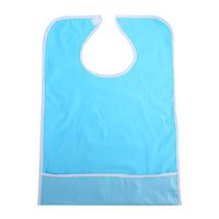 Clothes Protector Bib,Waterproof Resuable Elder Clothing Protector Set with PVC Material,Mealtime Bib,Bottom Bag Design for Improved Protection(Light Blue)