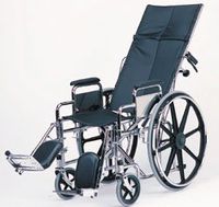 Wheelchair -20" Seat Width Reclining Wheelchair Detachable desk arm with padded armrest. Detachable elevated leg rests. Anti tip device. Multiple position reclining back. Weight capacity: 300