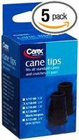 Carex Cane Tips, Standard, Natural Rubber, Black, 3/4", Pack of 5