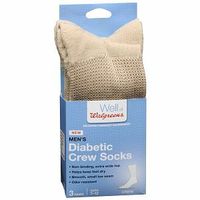 Walgreens Diabetic Crew Socks for Men, Khaki, Sizes 7-12, 3 pr