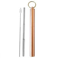 Portable Telescopic 304 Stainless Steel Drinking Straw,Reusable Travel Straw,Scratch-Proof Metal Straw (Gold)