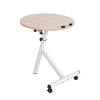 2019 Adjustable Coffee Table, Modern Round Wood Computer Laptop Table with Wheels {Lazy Small Side} for Living Room Desktop or Balcony Home and Office (White)