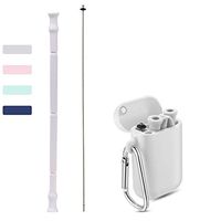 FRSWAY Reusable Silicone Collapsible Straws Portable Drinking Straw with Carrying Case and Cleaning Brush, BPA Free (Gray)