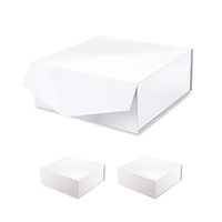 MALICPLUS 3 Gift Boxes 1０x1０x4 Inches, Square Large Gift Boxes with lids, Bridesmaid Proposal Boxes, Sturdy Boxes Storage Boxes Collapsible Magnetic Closure Gift Boxes (Glossy White Embossing)