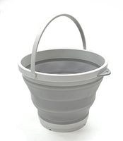 SAMMART Set of 2 Collapsible Plastic Bucket - Foldable Round Tub - Portable Fishing Water Pail - Space Saving Outdoor Waterpot, Size 28cm Dia (2, Grey)