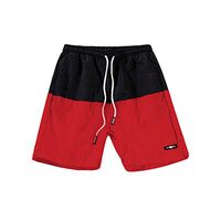 STORTO Mens Summer Swimming Shorts Casual Workout Fit Breathable Fashion 7" Inseam Board Shorts Red
