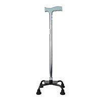 Quad Cane Telescopic Height Adjustable Walking Stick Old Man Retractable Four Legged Anti-Skid Crutches Lightweight Left Hand Grip Large Base for Men Women Travel and Store