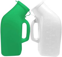 Urinals for Men(2 Pack) - 34oz/1200mL Thick Plastic Mens Bedpan Bottle-on Lid - Spill Proof Urinary Chamber - Male Portable Pee Bottles - Travel Urine Collection Containers
