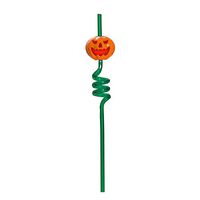 TRIXES Green Pumpkin Spiral Drinking Straw - Flashing and Screaming - for Halloween Parties and Themed Events