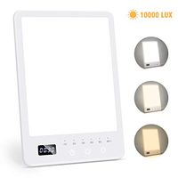 Light Therapy Lamp, UV-Free 10000 Lux LED Sun Light with 3 Colors Temperature, Stepless Brightness, Timer Function, Touch Control, Sunlight Therapy Lamp