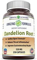 Amazing Nutrition Dandelion Root Dietary Supplement 520 mg of 100% Pure Dandelion (Taraxacum Officinale) in Every Capsules Can Be Used As Tea Helps to Detox Cleanse Kidney, Liver & Whole Body