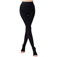 Medical Compression Pantyhose Women 20-30 mmhg Opaque Compression Stockings, Graduated Support Hose for Vericose Veins Edema Gradient Pressure (Open Toe,Black, XX-Large)