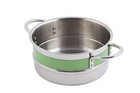 Bon Chef 62299NC Lime Stainless Steel Classic Country French Collection Single Wall 1/2 Color Pot with Riveted Handle, 1.7-Quarts Capacity, 7" Diameter x 3" Height (Pack of 8)