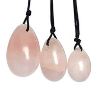 Gemhub Rose Quartz Yoni Egg Massage Stone 3PCS Natural Chakra Healing Yoga Exercise Eggs to Train Pelvic Muscles Kegel Exercise